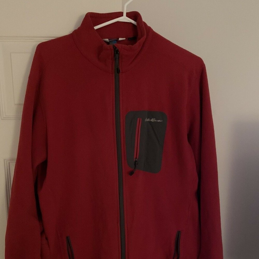 Eddie Bauer Men's Full Zip Fleece Long Sleeve Shirt - Red - Size TL (Tall Large)